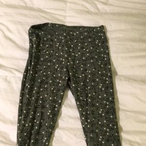 Green Floral Leggings